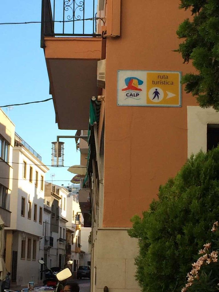 Indicaciones de Ruta turística. Calpe